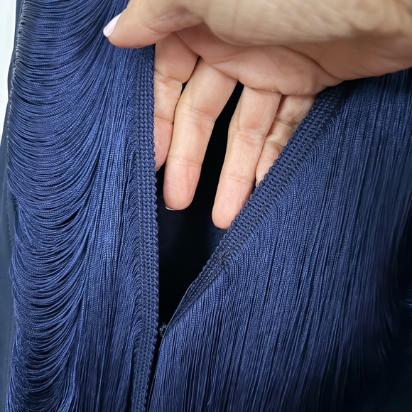 Cult Gaia Renata Fringe Gown Ink Navy Blue NEW with tags - Picture 6 of 13
